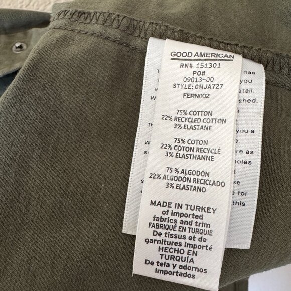 Good American S Utility Jacket Army Green Large Flap Pocket Snap Front Collared - Picture 10 of 14